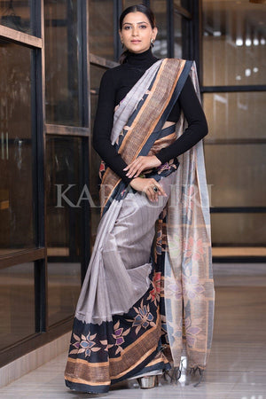 Buy Black Soft Silk Kalamkari Saree Online – Gaatakatha