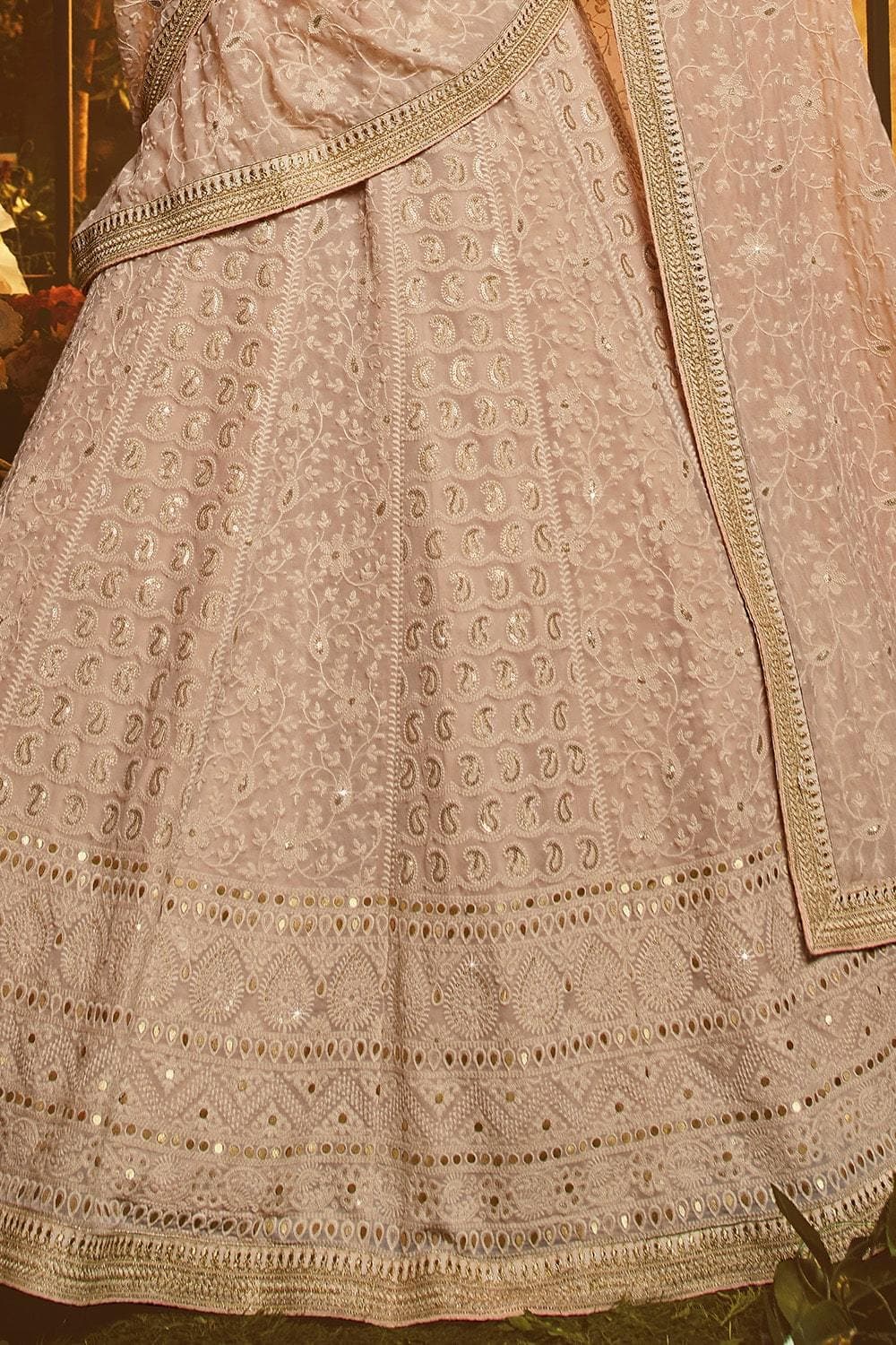 Beautiful Rose Beige Lehenga