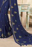 Beautiful Royal Blue Chiffon Saree