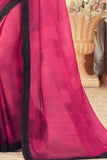 Beautiful Ruby Pink Designer Chiffon Saree