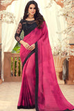 Beautiful Ruby Pink Designer Chiffon Saree