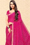 Chiffon Saree Hot Pink Bandani Print Chiffon Saree saree online