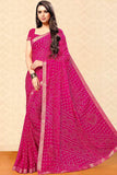 Chiffon Saree Hot Pink Bandani Print Chiffon Saree saree online