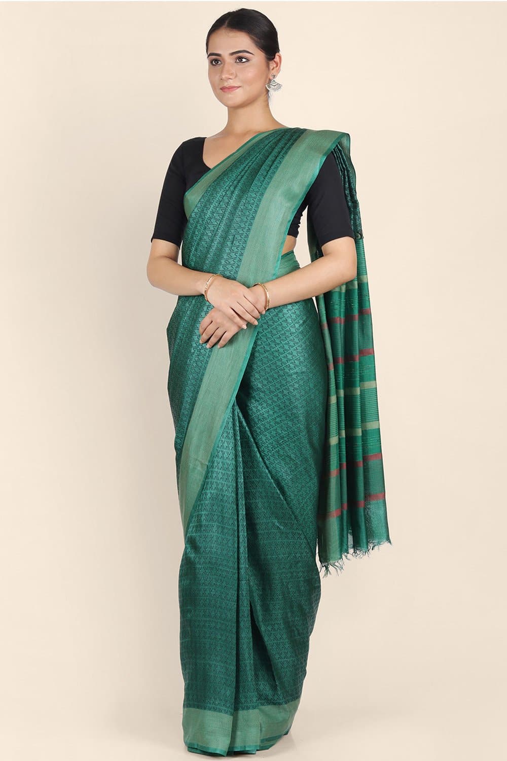 Buy Beautiful teal green handwoven pure kosa silk saree online-karagiri