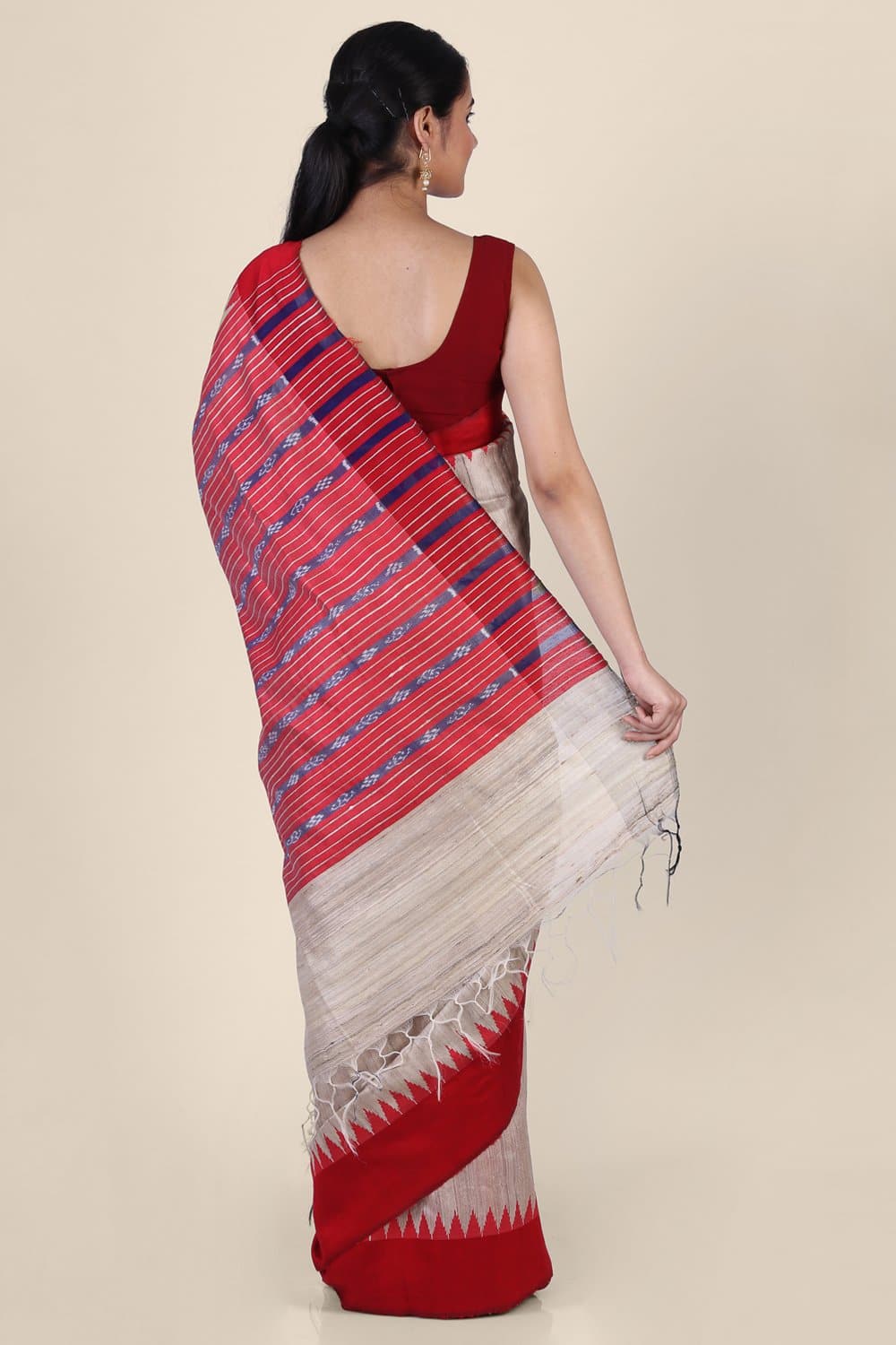 Buy Beautiful pastel brown handwoven pure kosa silk saree online-karagiri