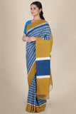  Buy gorgeous cobalt blue handwoven ikkat Saree online-karagiri