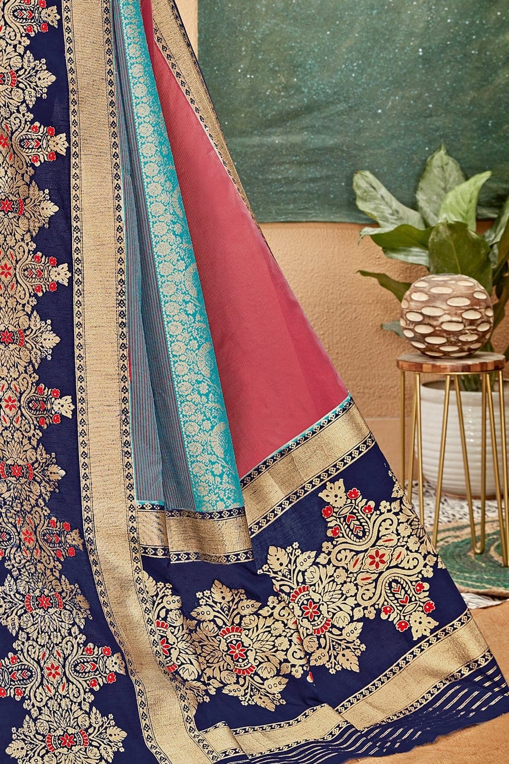 Beautiful shades of blue patola saree - Buy online on Karagiri - Free shipping to USA