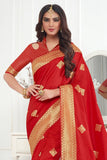 Beautiful scarlet red banarasi  saree - From Wedding sutra collection - Buy online on Karagiri - Free shipping to USA