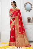 Beautiful ruby red banarasi  saree - From Wedding sutra collection - Buy online on Karagiri - Free shipping to USA
