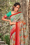 Beautiful Sage Green Linen Saree