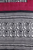 Ebony Black Printed Raw Cotton Silk Handloom Saree