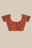 Papaya Orange Raw Cotton Tassar Printed Handloom Saree