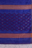Cobalt Blue Cotton Silk Motaka Jamdani Handloom Saree