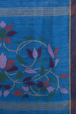 Yale Blue Cotton Silk Motaka Jamdani Handloom Saree