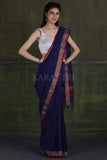 Midnight Blue Raw Cotton Handloom Saree