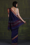 Midnight Blue Raw Cotton Handloom Saree