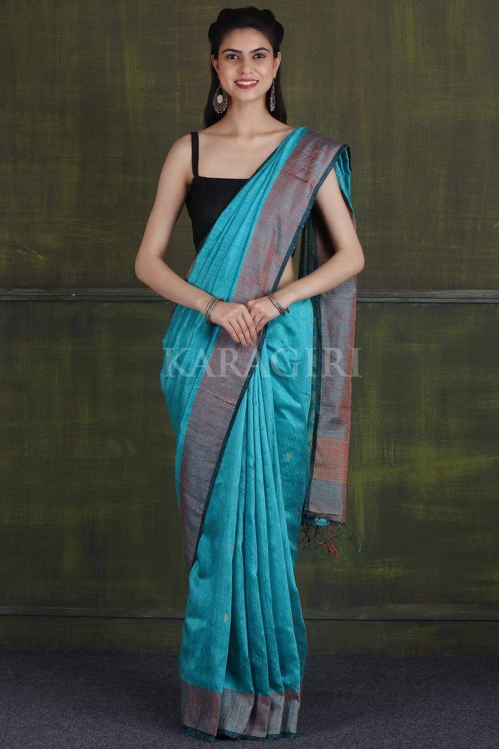 Baby Blue Cotton Silk Motaka Jamdani Saree