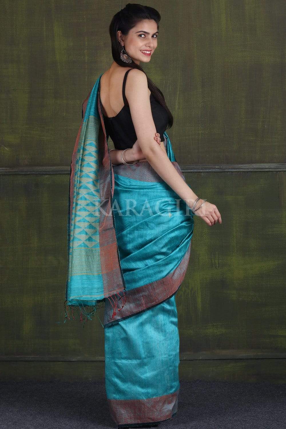 Baby Blue Cotton Silk Motaka Jamdani Saree