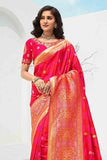 Beautiful Rose Pink Designer Banarasi Saree