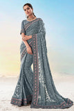 Beautiful Slate Grey Designer Saree