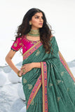 Beautiful Sea Green Zari Woven Designer Banarasi Saree