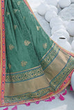 Beautiful Sea Green Zari Woven Designer Banarasi Saree