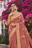 Buy Blush red woven banarasi saree online at best price - Karagiri