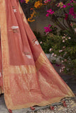 Buy Blush red woven banarasi saree online at best price - Karagiri