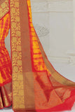 Beautiful Saffron Yellow Woven South Silk Saree