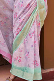 Barely Pink Cotton - Linen Saree