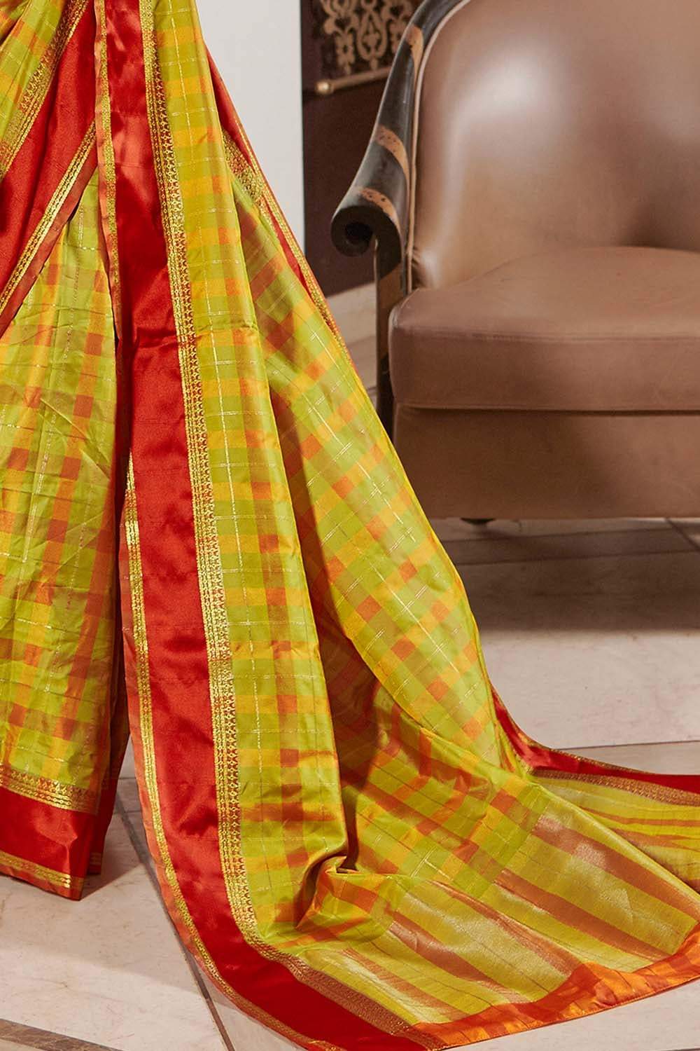 Uppada Silk Saree Green Yellow Uppada Silk Saree saree online