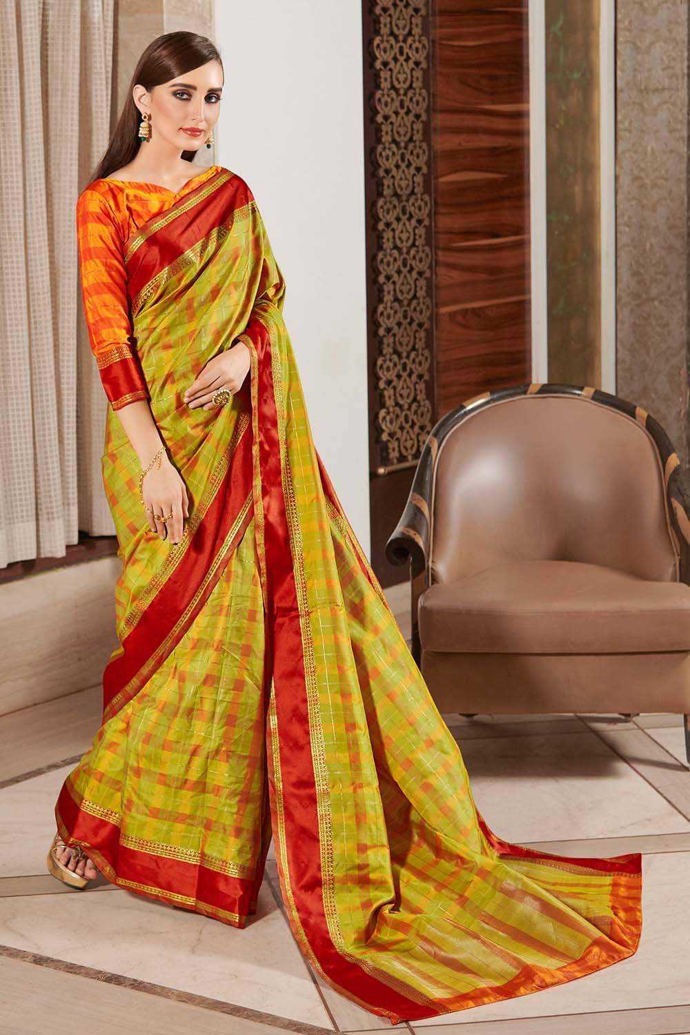 Uppada Silk Saree Green Yellow Uppada Silk Saree saree online