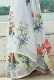 Cotton - Linen Saree Daisy White Digital Printed Cotton - Linen Saree saree online