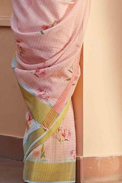 Linen Saree Crepe Pink Linen Saree saree online