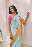 Linen Saree Electric Blue Linen Saree saree online