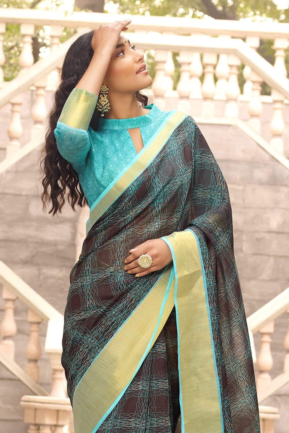 Beautiful Ash Grey Cotton Linen Saree