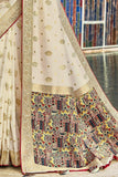 Biege Printed Pallu Satin Silk Saree