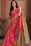 Beautiful Brick Pink Printed Banarasi Saree