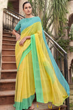 Blonde Yellow Printed Georgette Saree