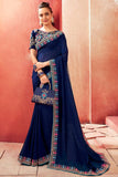 Beautiful Royal Blue Chanderi Saree
