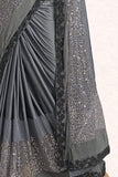 Satin Silk Saree Dove Grey Embellished Satin Silk Saree saree online