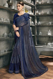 Beautiful Royal Blue Designer Satin Silk Saree