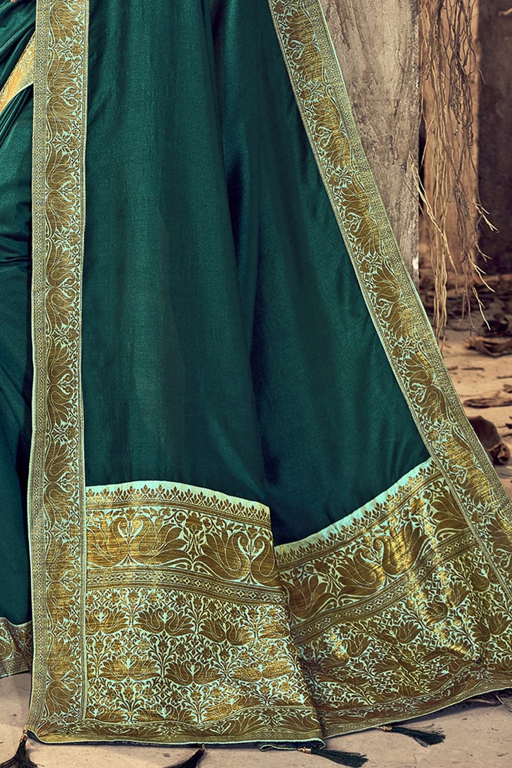 Beautiful Sacramento Green Chanderi Saree