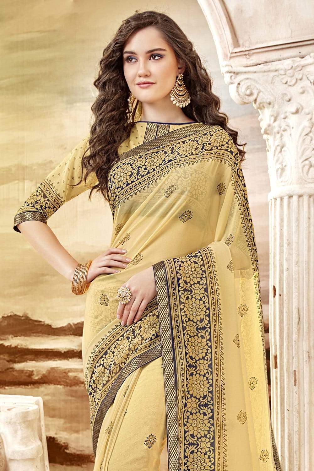 Heavy Georgette Silk Saree with Stone work!! – Royskart