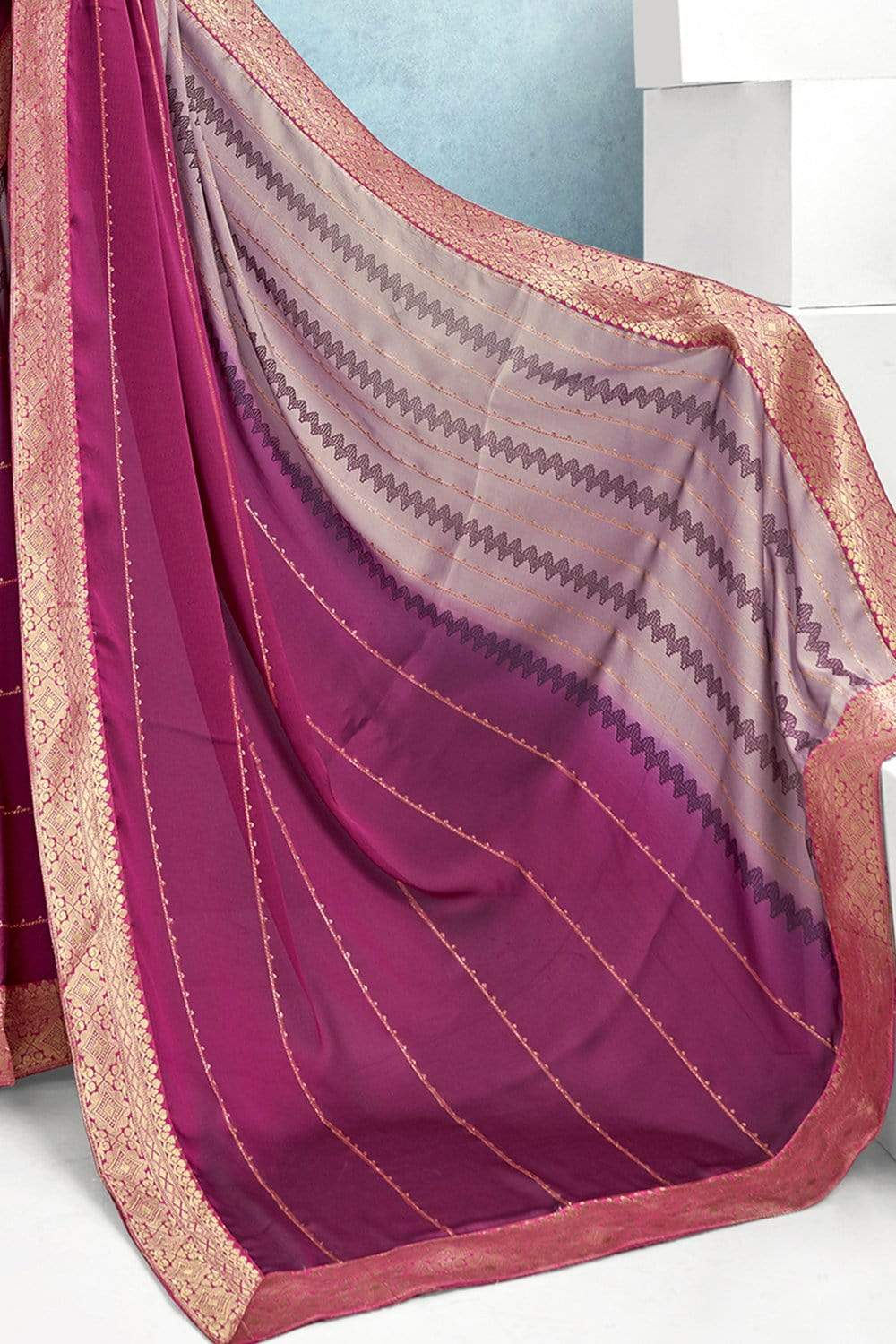 Chiffon Saree Magenta Pink Printed Chiffon Saree saree online