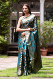 Azure Blue Organza Silk Saree