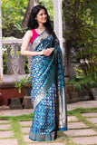 Sapphire Blue Banarasi Saree