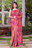 Pink Orange Dual Tone Kalamkari Cotton Saree