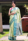 Tea Green Tussar Silk Saree