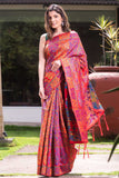 Pink Orange Dual Tone Kalamkari Cotton Saree